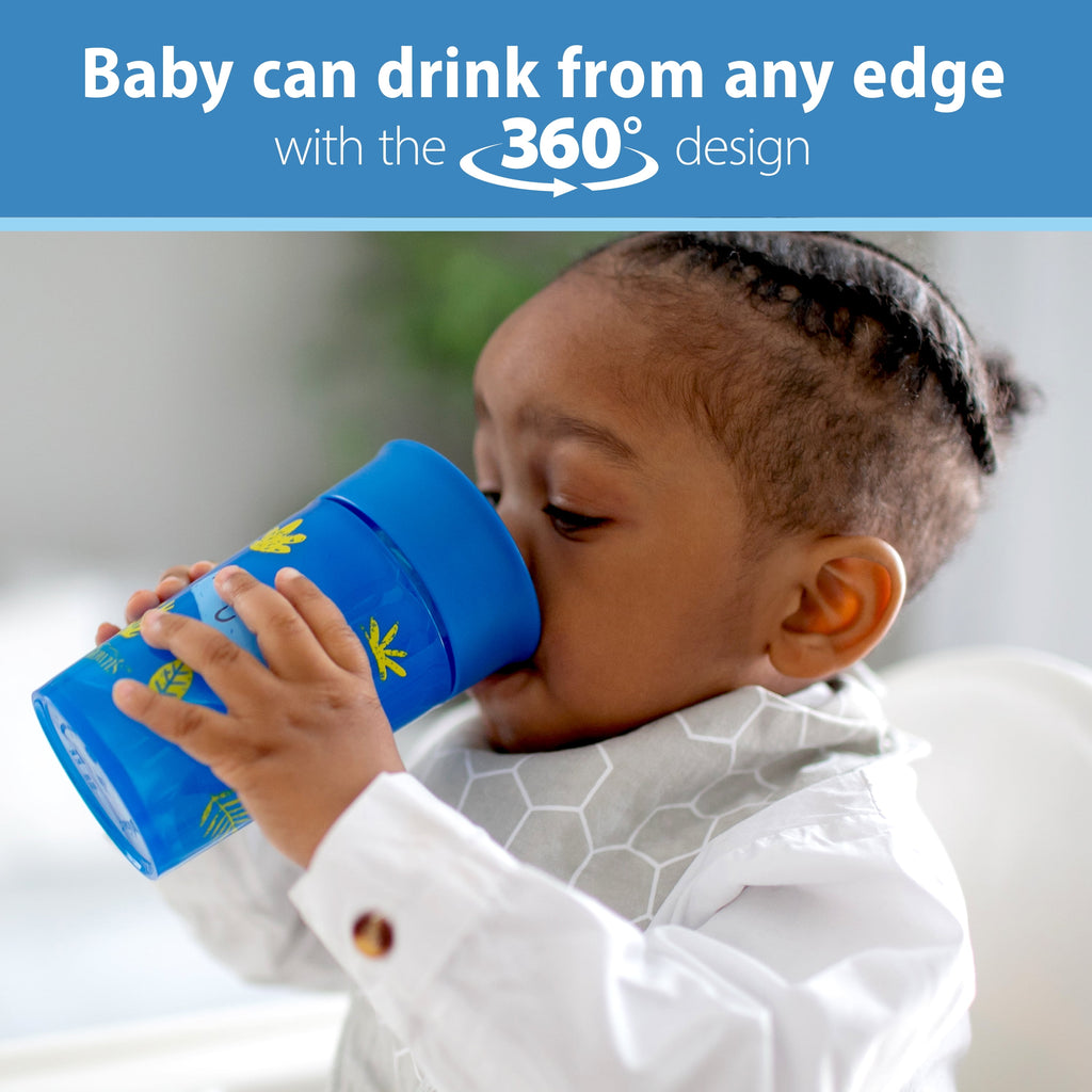 Dr. Brown's Milestones Cheers360 Training Sippy Cups for Babies and Toddlers - Blue Animals - 10oz - 9m+