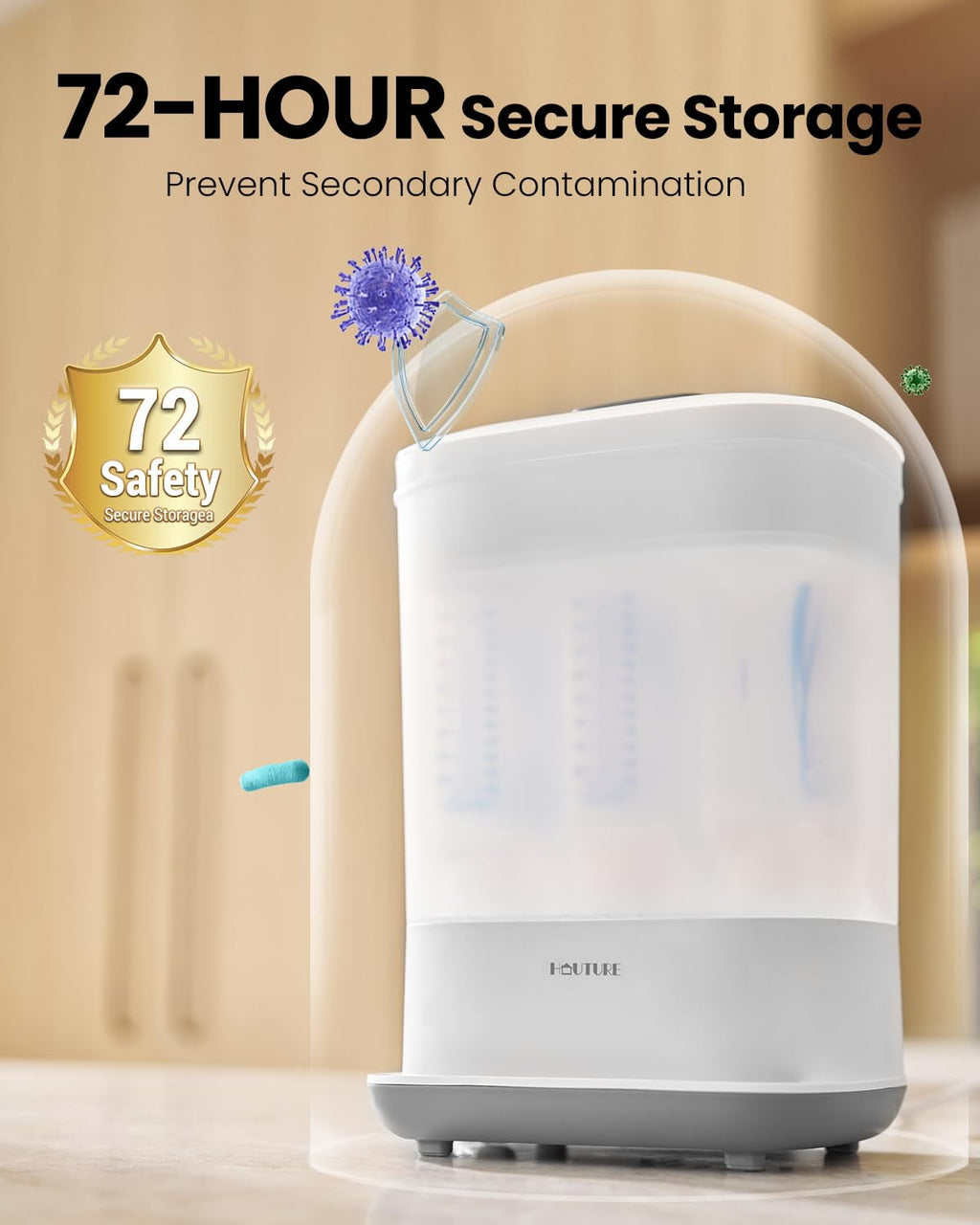 HAUTURE Bottle Sterilizer and Dryer, 6-in-1 Electric Steam Sterilizer for Baby Bottles & Accessories
