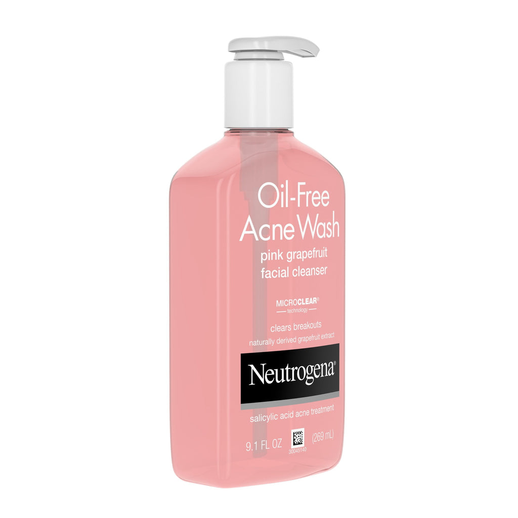 (2 pack) Neutrogena Oil-Free Pink Grapefruit Acne Face Wash, Salicylic Acid Facial Cleanser, 9.1 fl oz