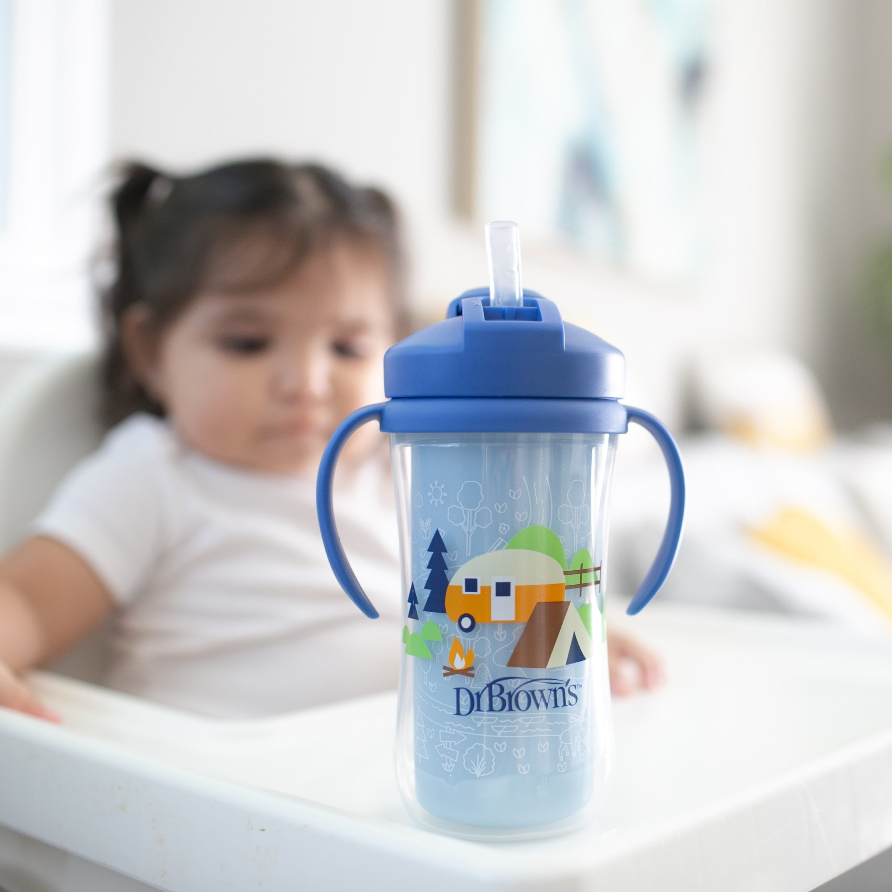 Dr. Brown's Milestones Insulated Sippy Cup with Straw &Handles, Green/Blue, 10oz/300ml, 12m+, 2 Pack