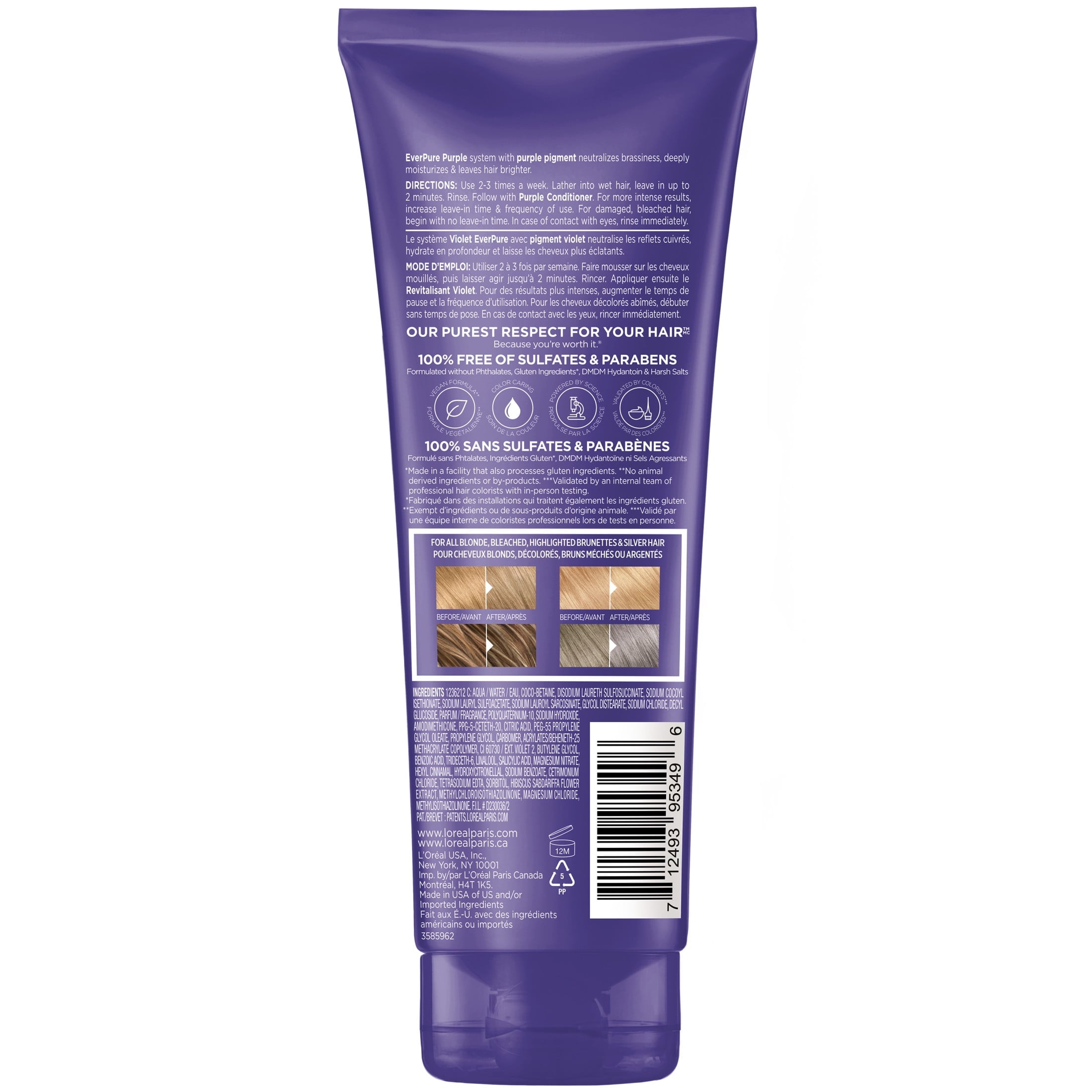 L'Oreal Paris EverPure Sulfate Free Purple Shampoo - Squeeze Bottle, 6.8 fl oz