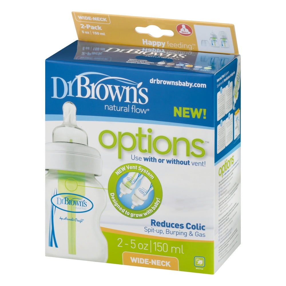 Dr. Brown's Natural Flow Wide-Neck Baby Bottle - 5oz, 2ct