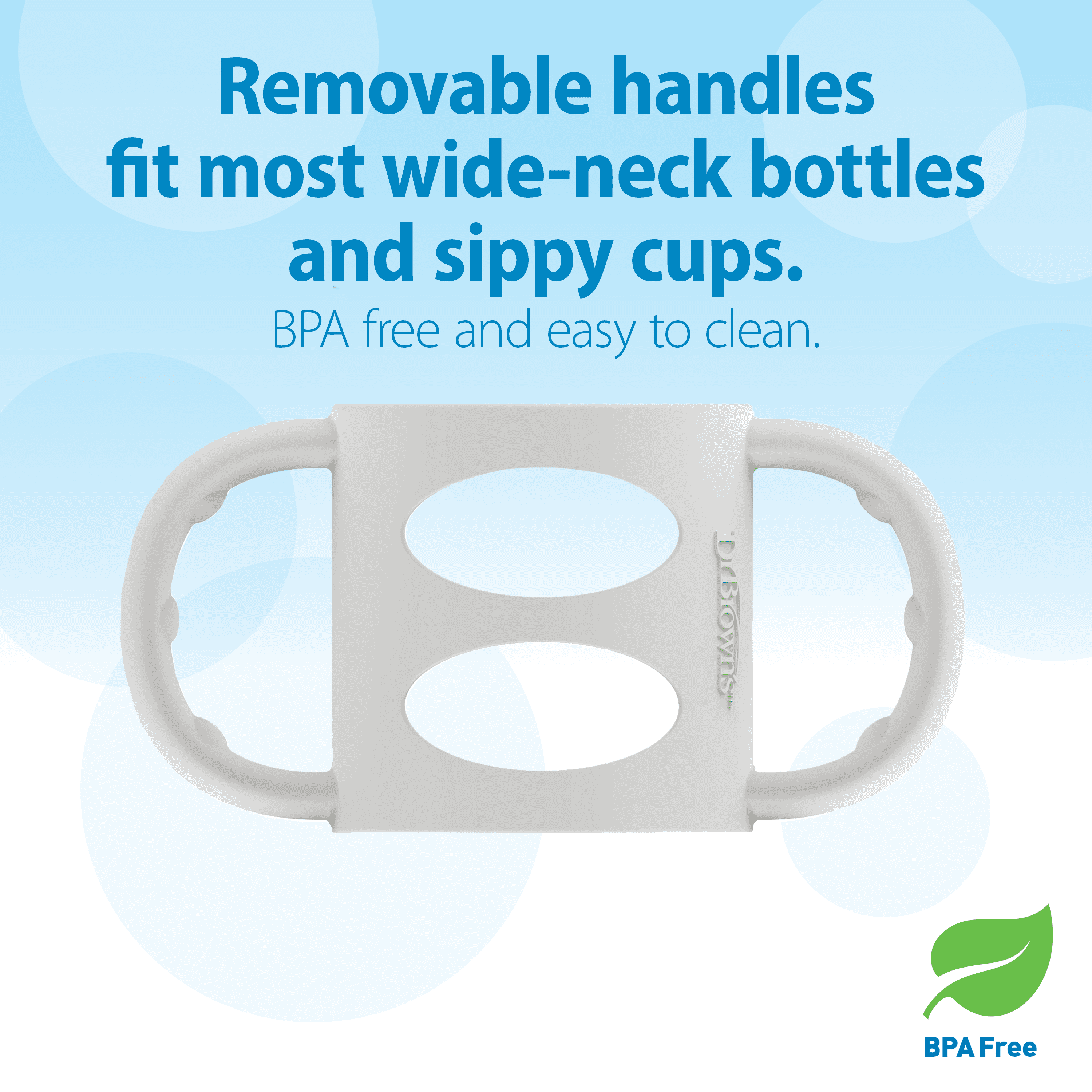 Dr. Brown's Milestones 100% Silicone Narrow Baby Bottle Handle Removable Easy-Grip, Gray 4m+, 1 Pack