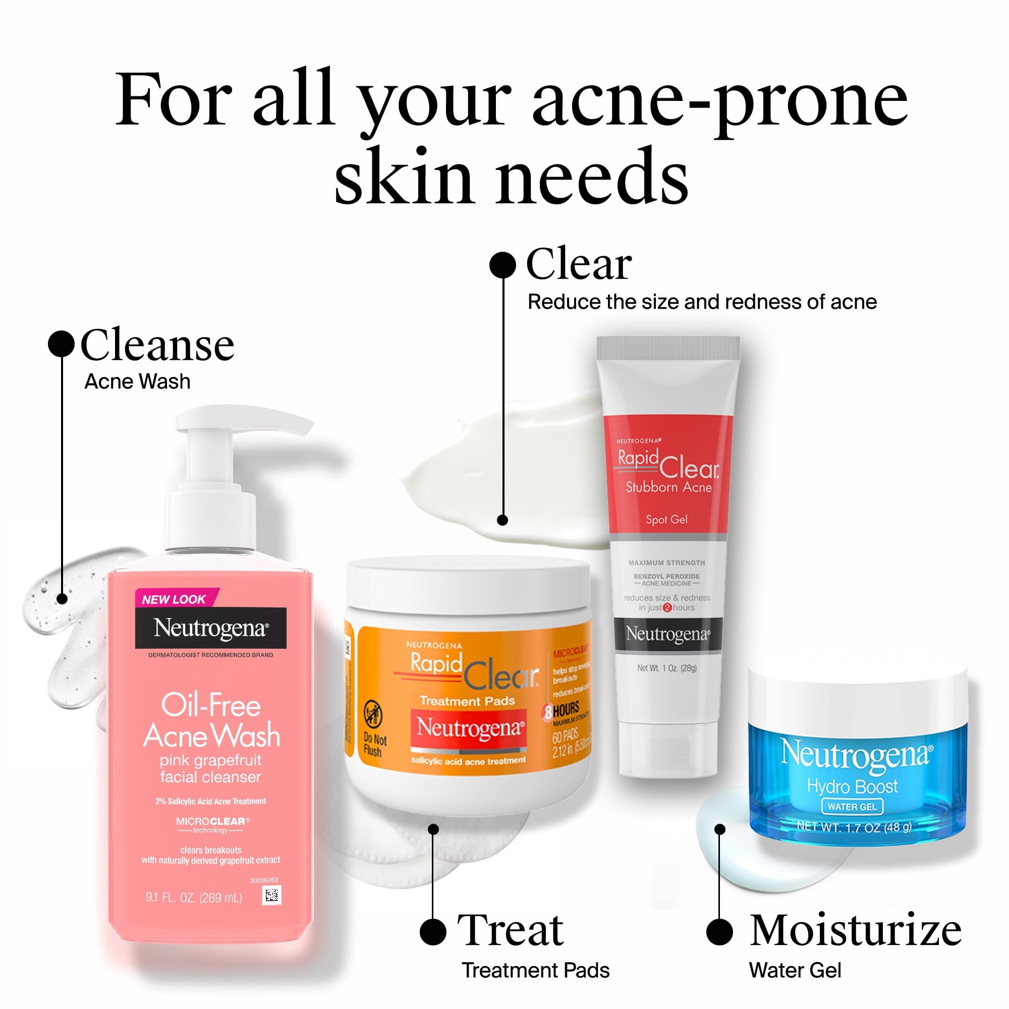 (2 pack) Neutrogena Oil-Free Pink Grapefruit Acne Face Wash, Salicylic Acid Facial Cleanser, 9.1 fl oz