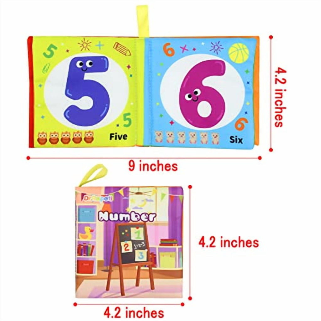 Dr.Rapeti Soft Cloth Book for Baby Infant Toddler Kids 6-Pack Crinkle Squeaky Washable Non-Toxic Early Educational Baby Book Bath Book