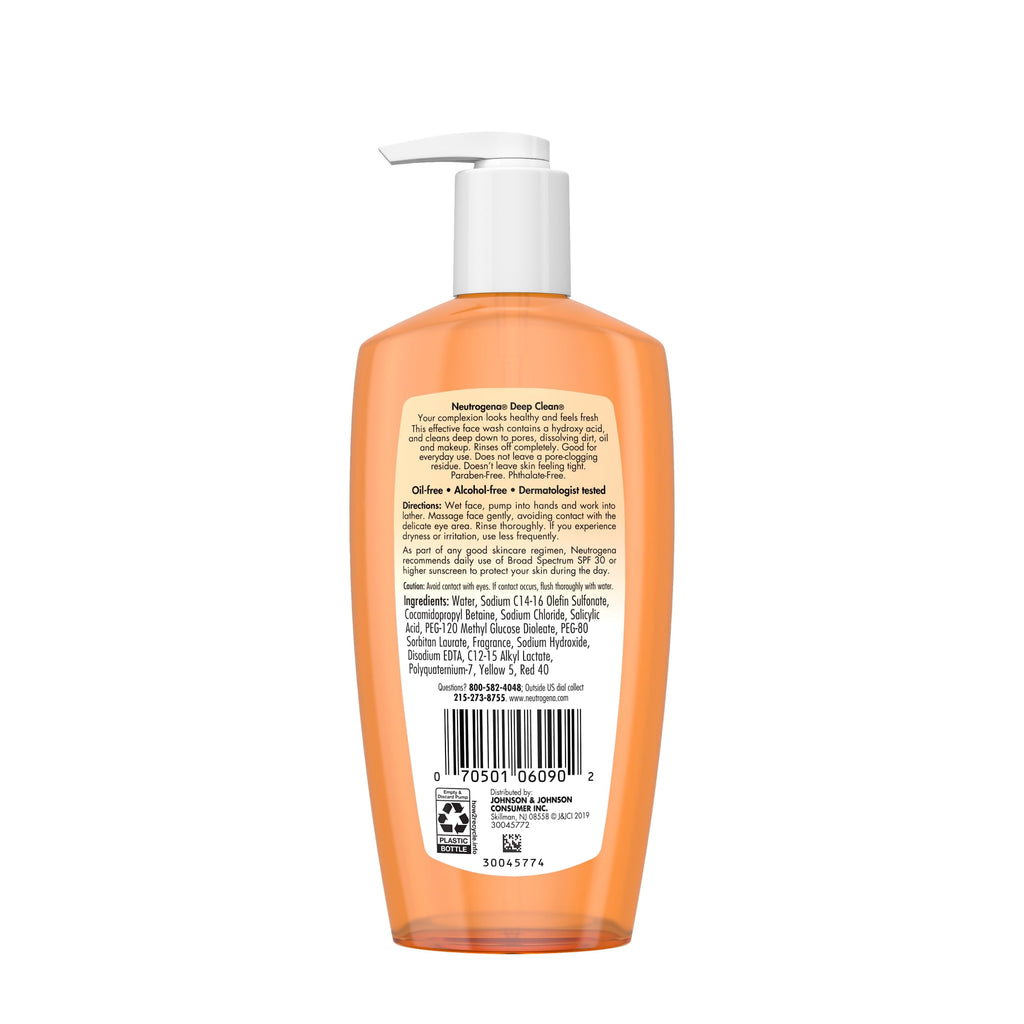(3 pack) Neutrogena Oil-Free Deep Clean Daily Facial Cleanser, Face Wash, 6.7 fl. oz