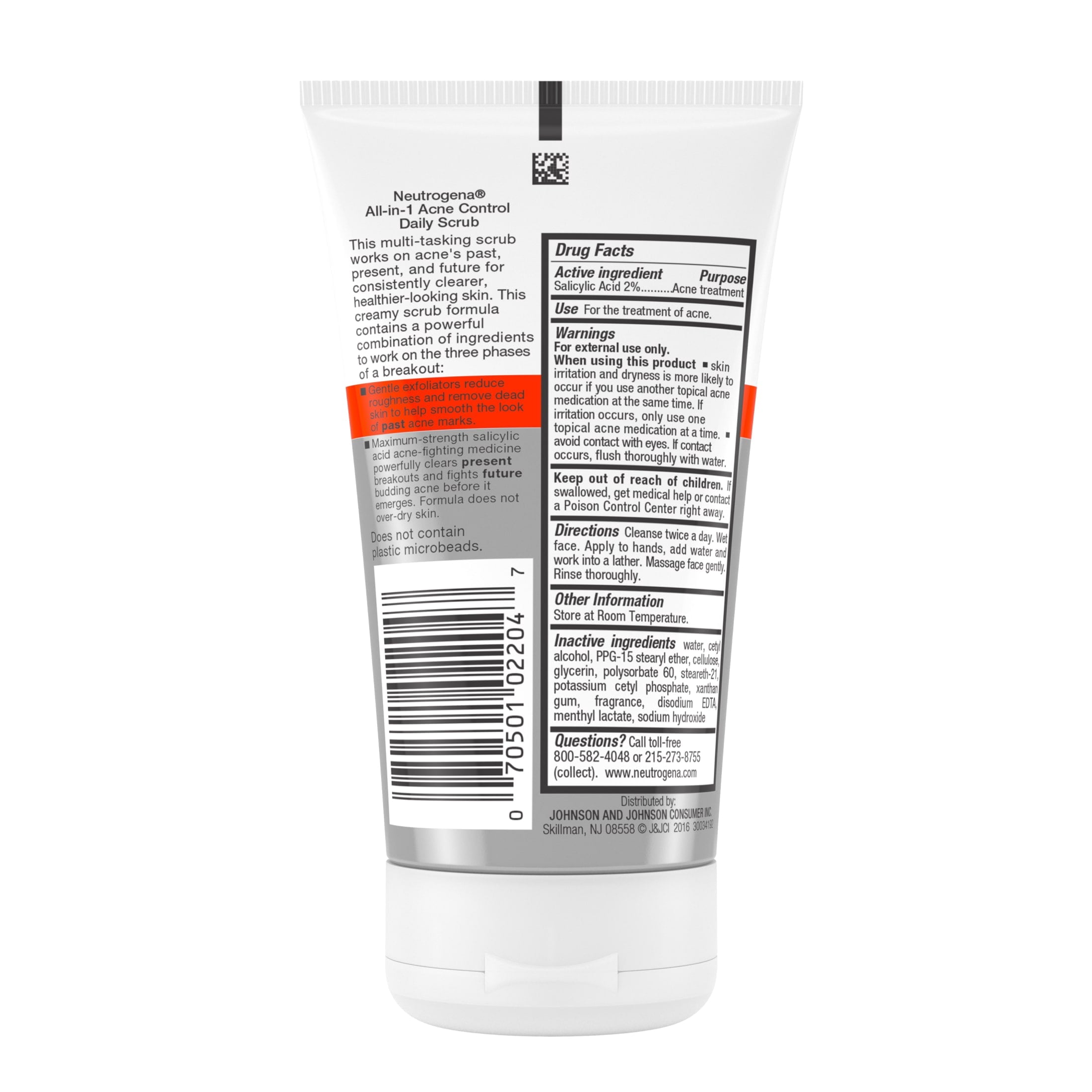 (3 pack) Neutrogena All-in-1 Acne Face Wash & Exfoliating Face Scrub, Salicylic Acid Cleanser, 4.2 fl oz