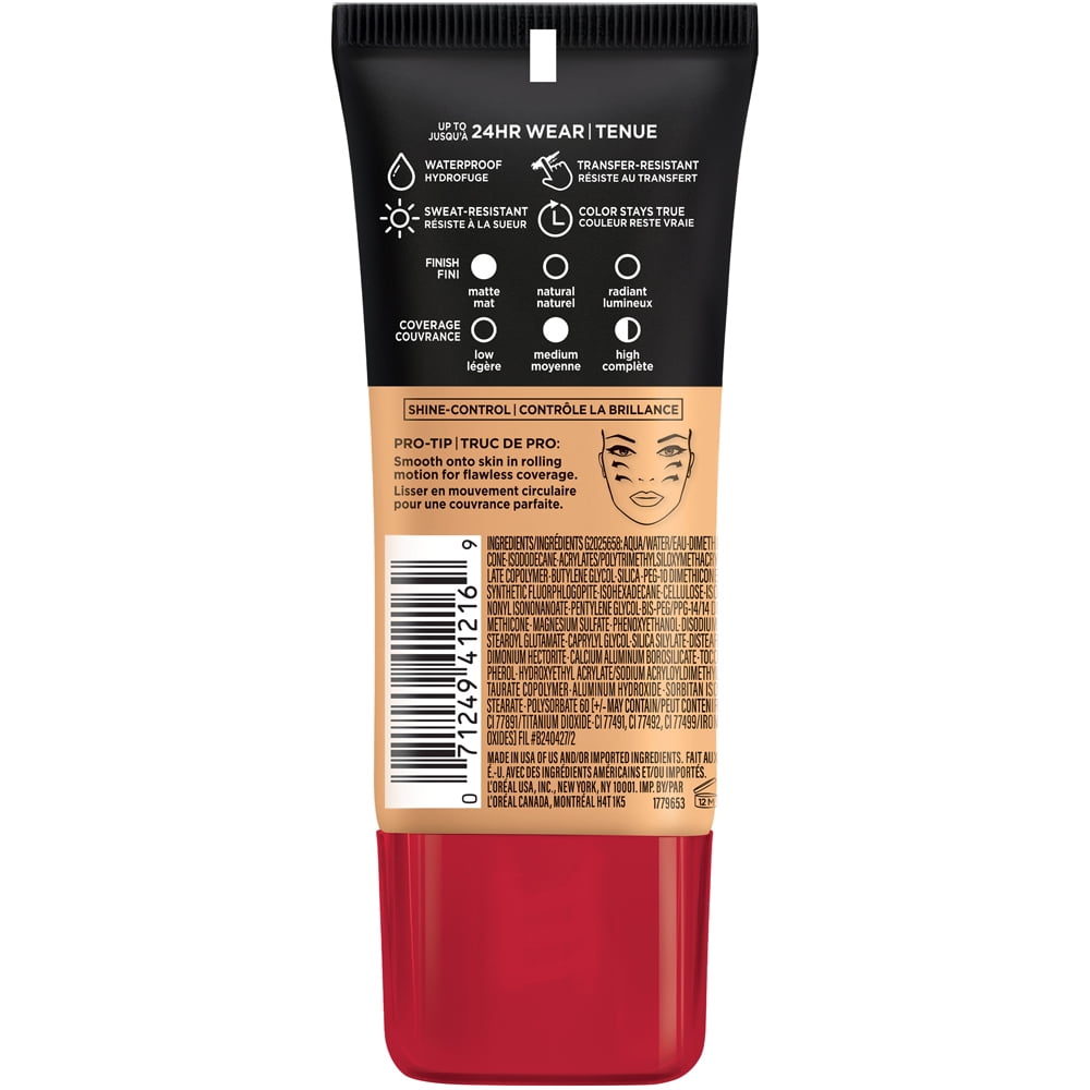 L'Oreal Paris Infallible Pro-Matte Liquid Foundation Makeup, 108.4 Golden Sun, 1 fl oz