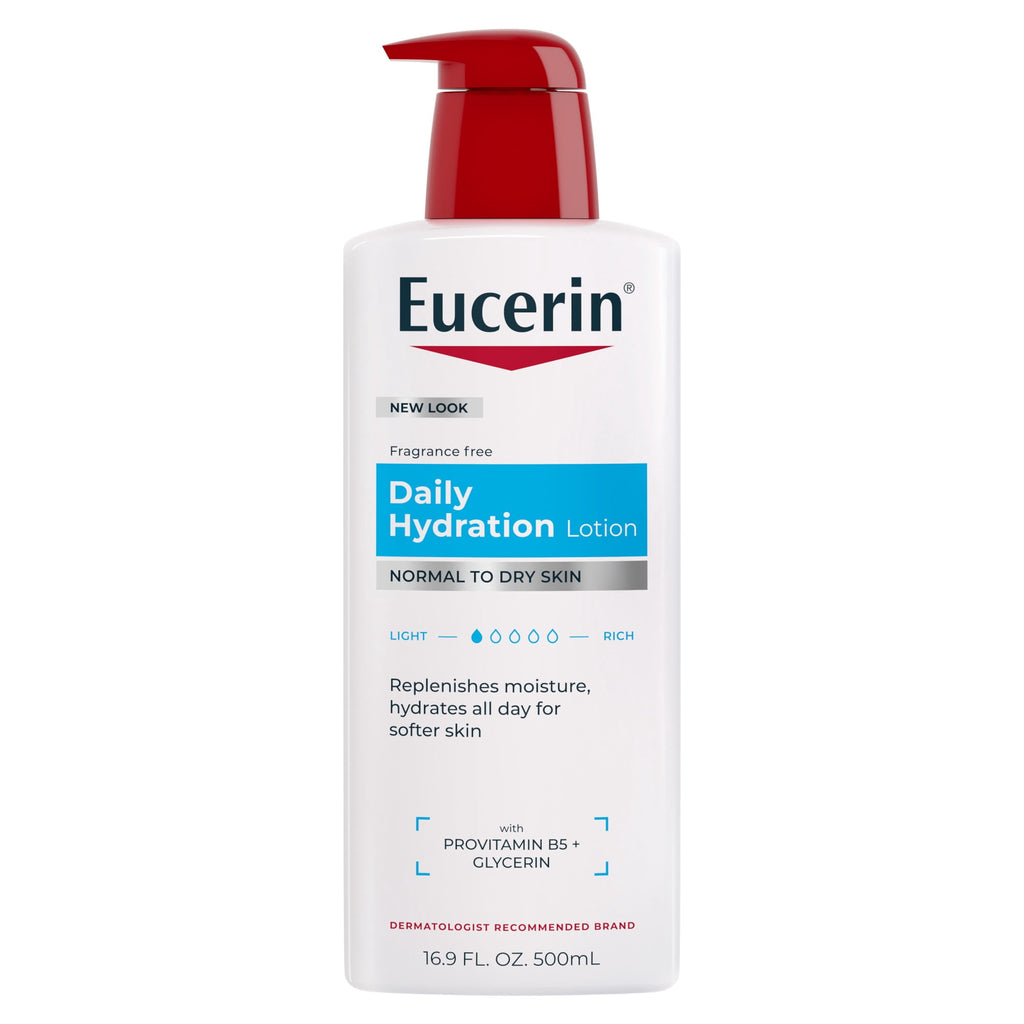 (2 pack) Eucerin Daily Hydration Body Lotion, Unscented Body Lotion, 16.9 fl oz Pump Bottle