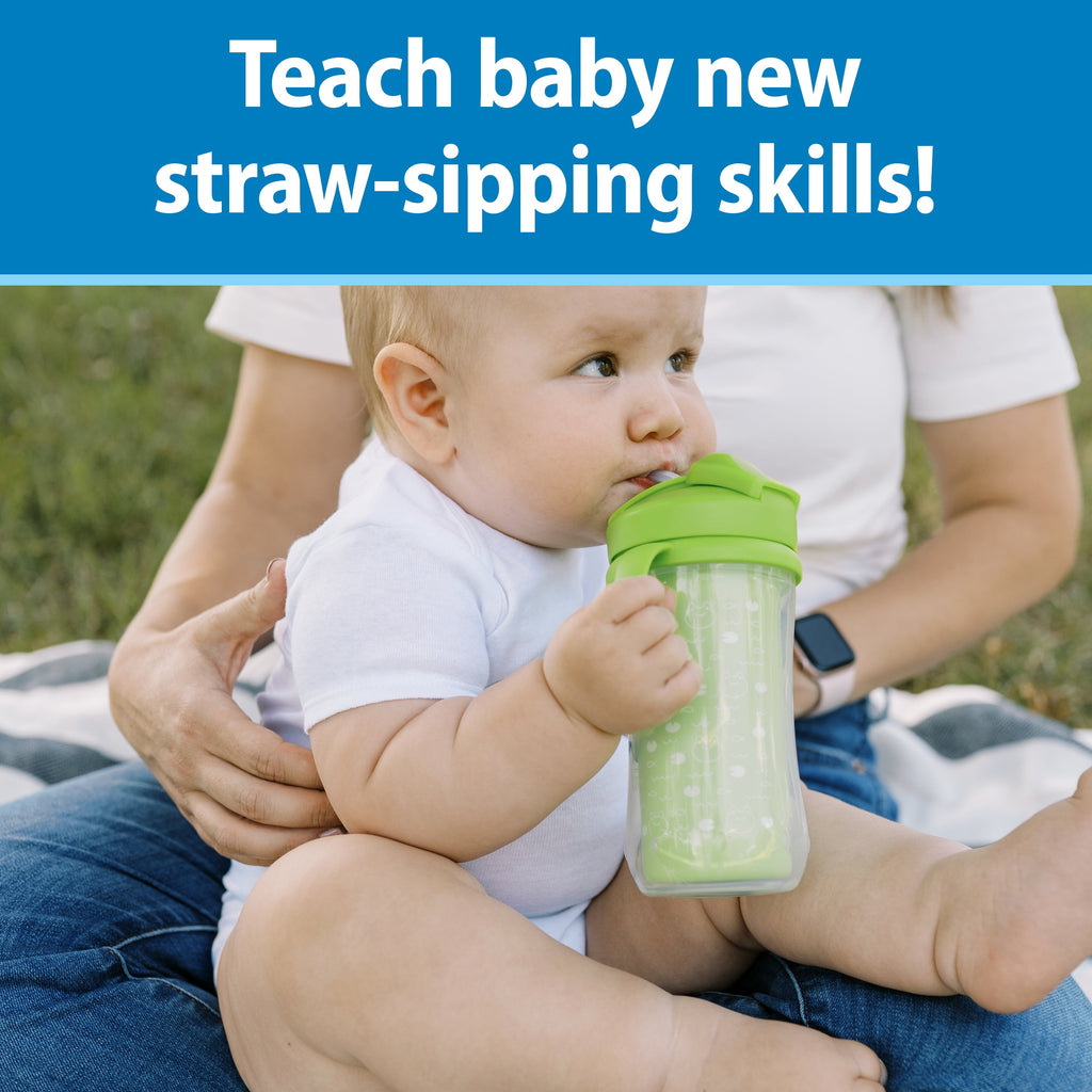 Dr. Brown's Milestones Insulated Sippy Cup with Straw & Handles, Green/Purple, 10oz, 12m+, 2 Pack