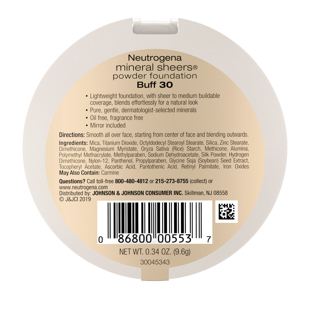 Neutrogena Mineral Sheers Oil-Free Powder Foundation, Buff 30,.34 oz