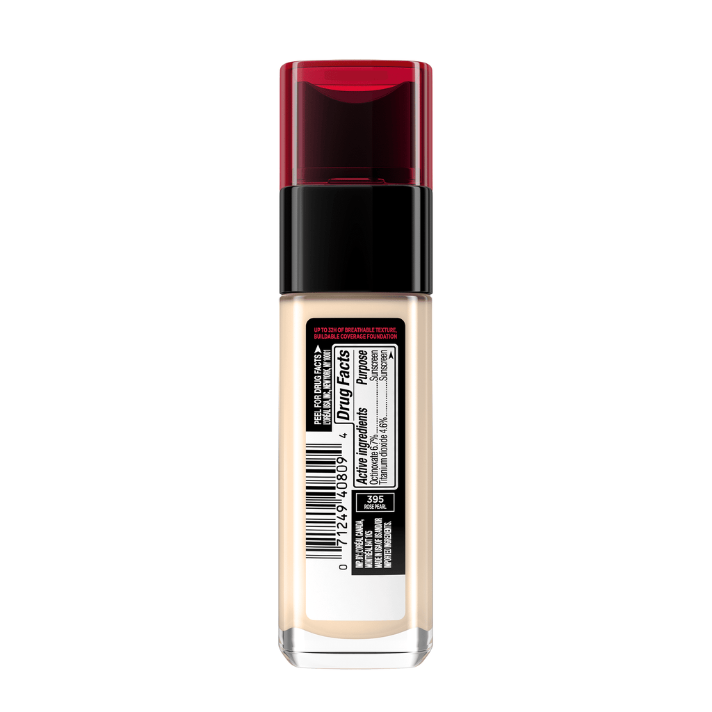 L'Oreal Paris Infallible Fresh Wear 32 Hr Liquid Foundation Makeup, 395 Rose Pearl, 1 fl oz