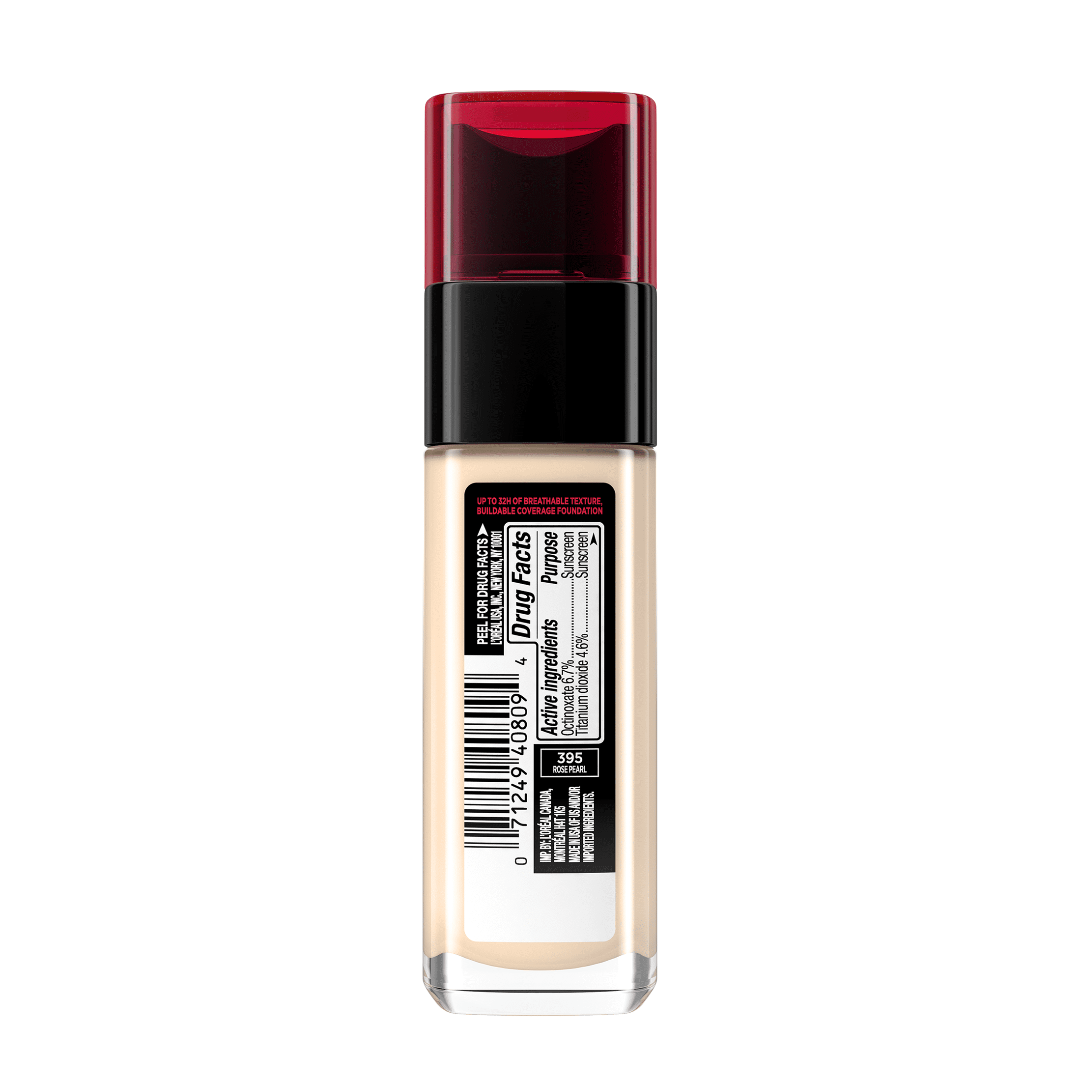 L'Oreal Paris Infallible Fresh Wear 32 Hr Liquid Foundation Makeup, 395 Rose Pearl, 1 fl oz