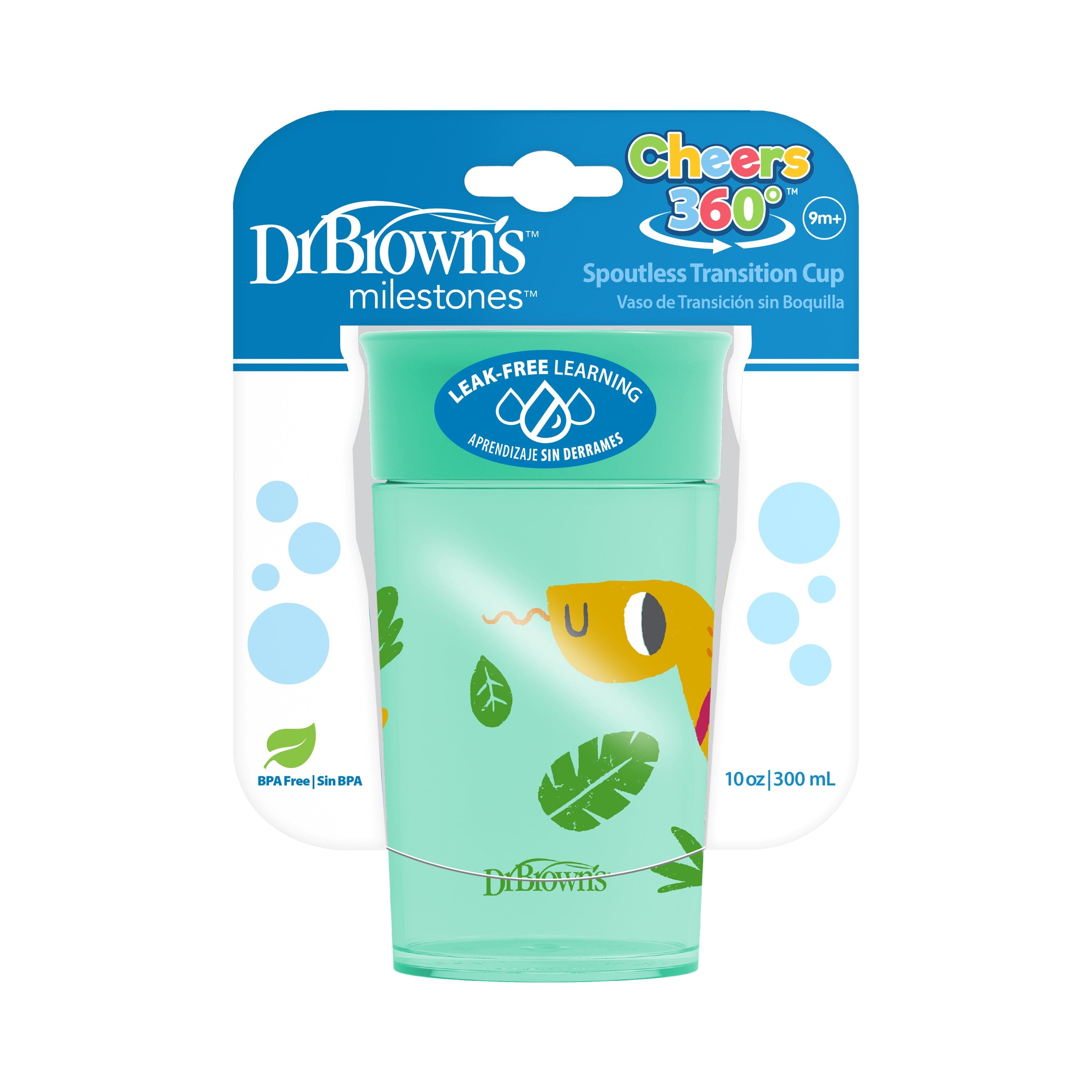 Dr. Brown's Milestones Cheers360 Training Sippy Cup - Green Animals - 10oz