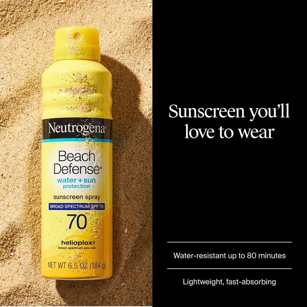 Neutrogena Beach Defense Sunscreen Spray Broad Spectrum SPF 70, 6.5 oz