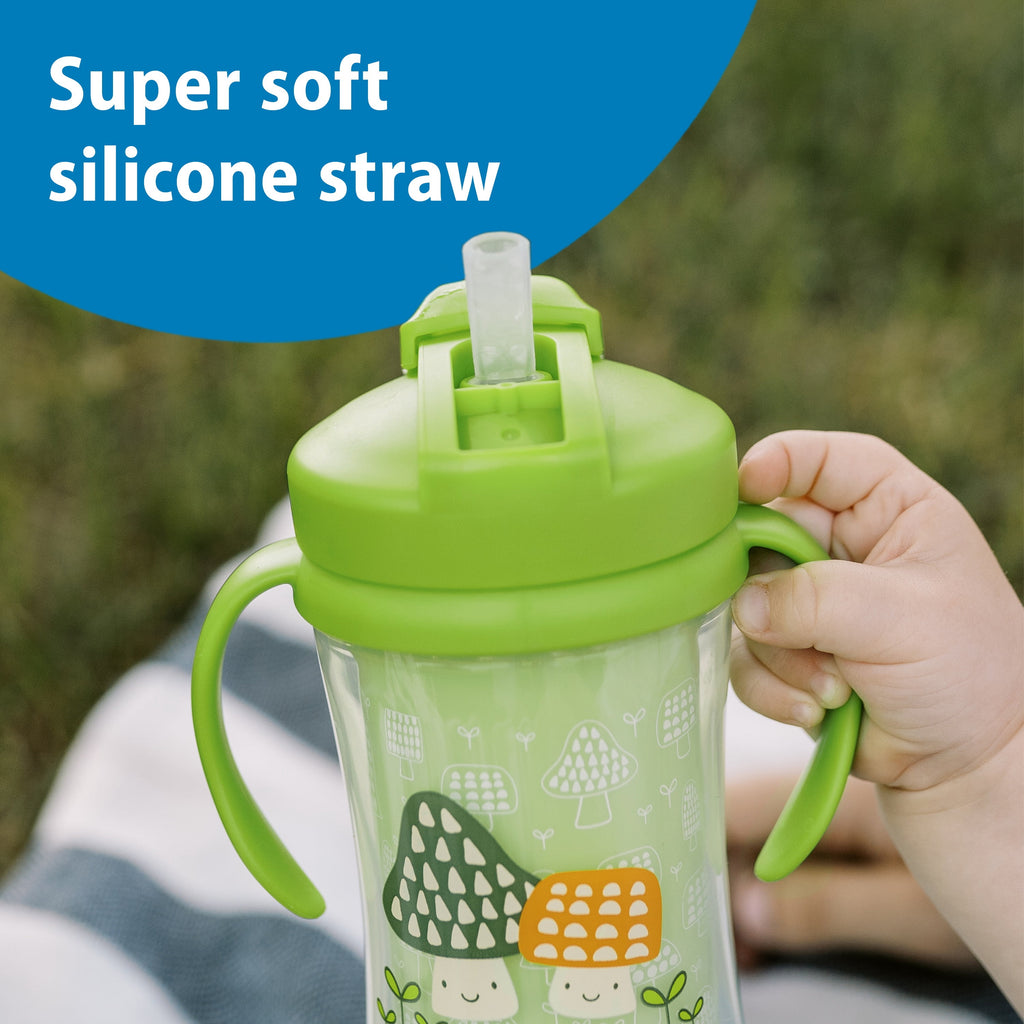 Dr. Brown's Milestones Insulated Sippy Cup with Straw &Handles, Green/Blue, 10oz/300ml, 12m+, 2 Pack