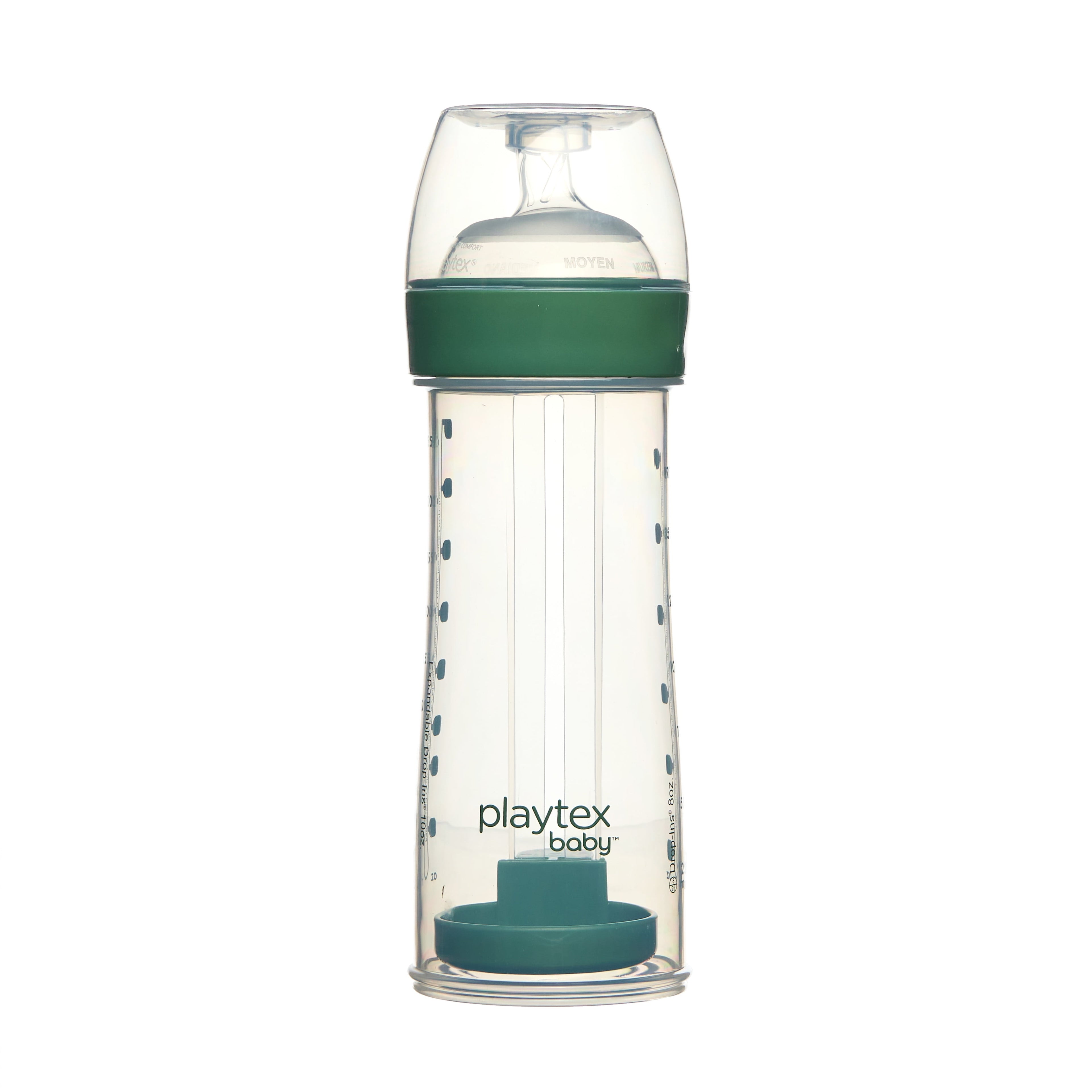 Playtex Baby Nurser Clear Anti-Colic Baby Bottle with 15 Drop-ins Liners, 8 oz, 3 pack