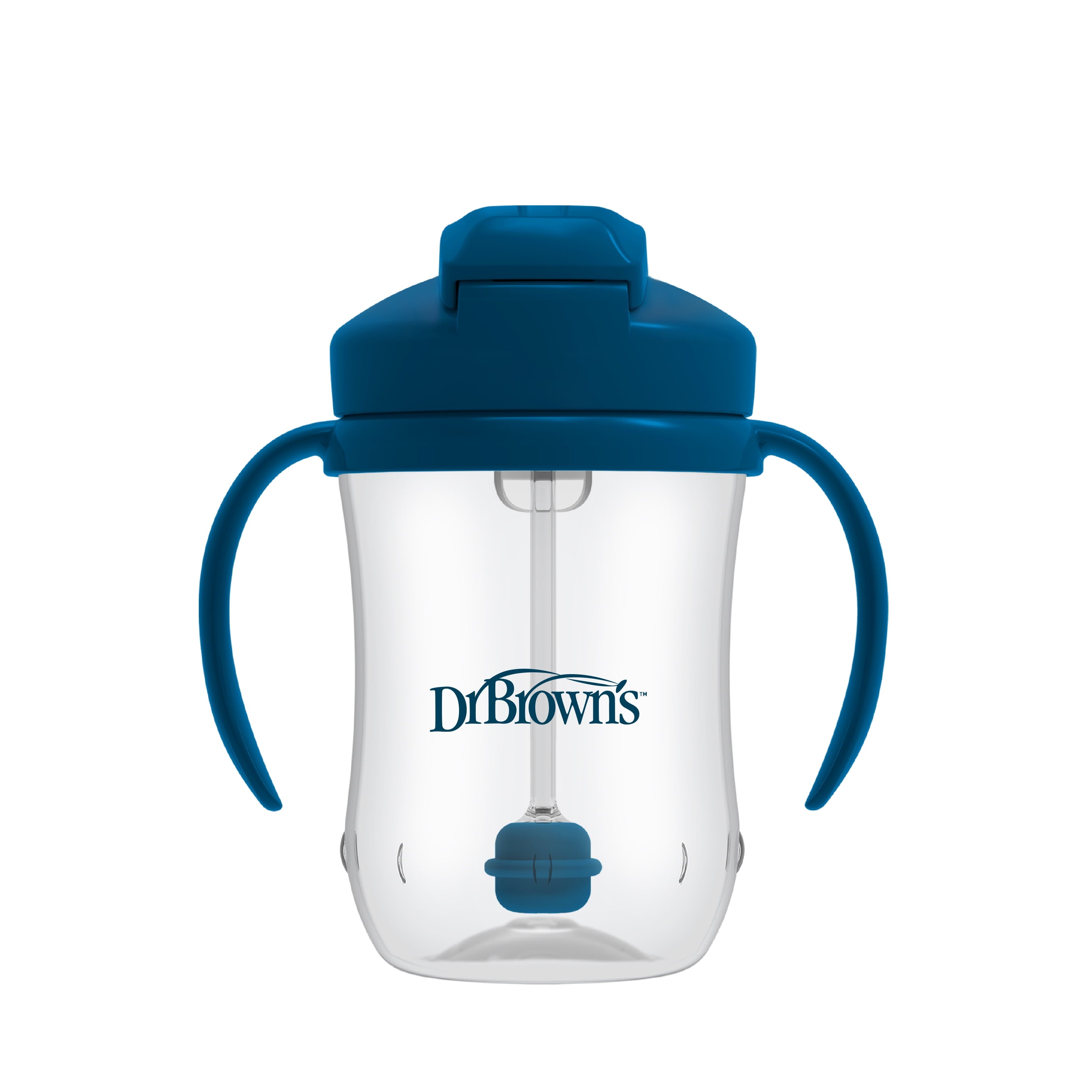 (3 pack) Dr. Brown's Milestones Baby's First Straw Cup, Training Cup with Weighted Straw, 9oz/270ml, Dark Blue, 6m+