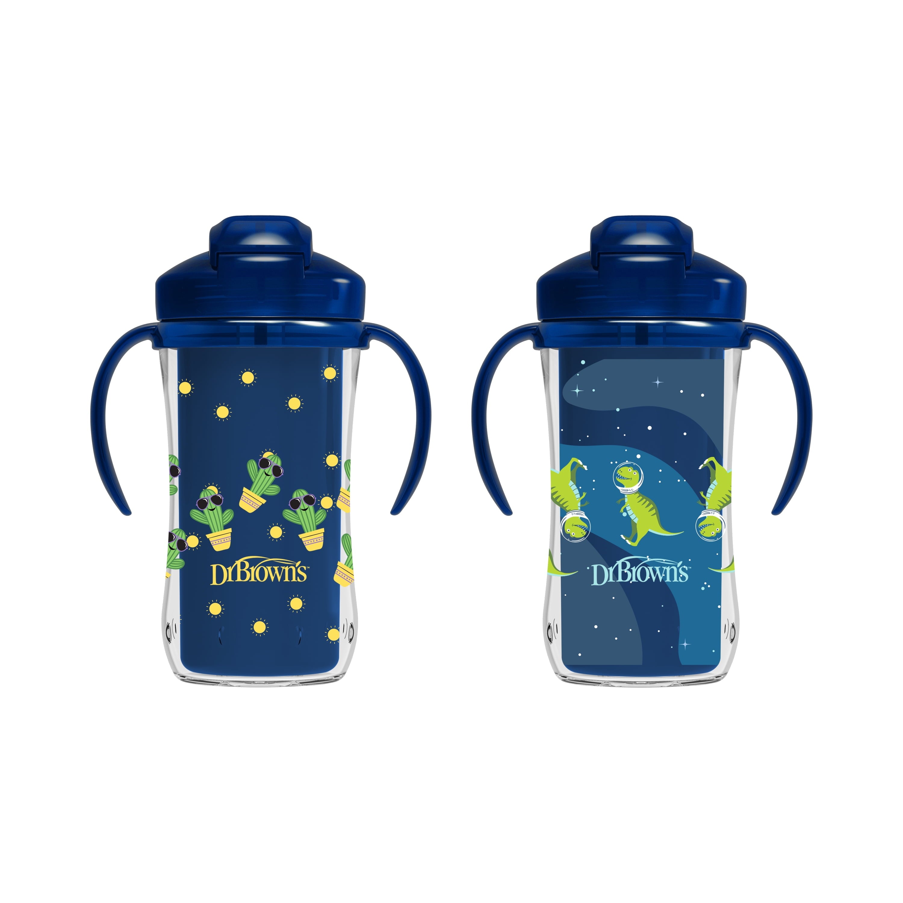 Dr. Brown’s Milestones Insulated Sippy Cup with Straw and Handles - Blue - 10oz - 2pk - 12m+