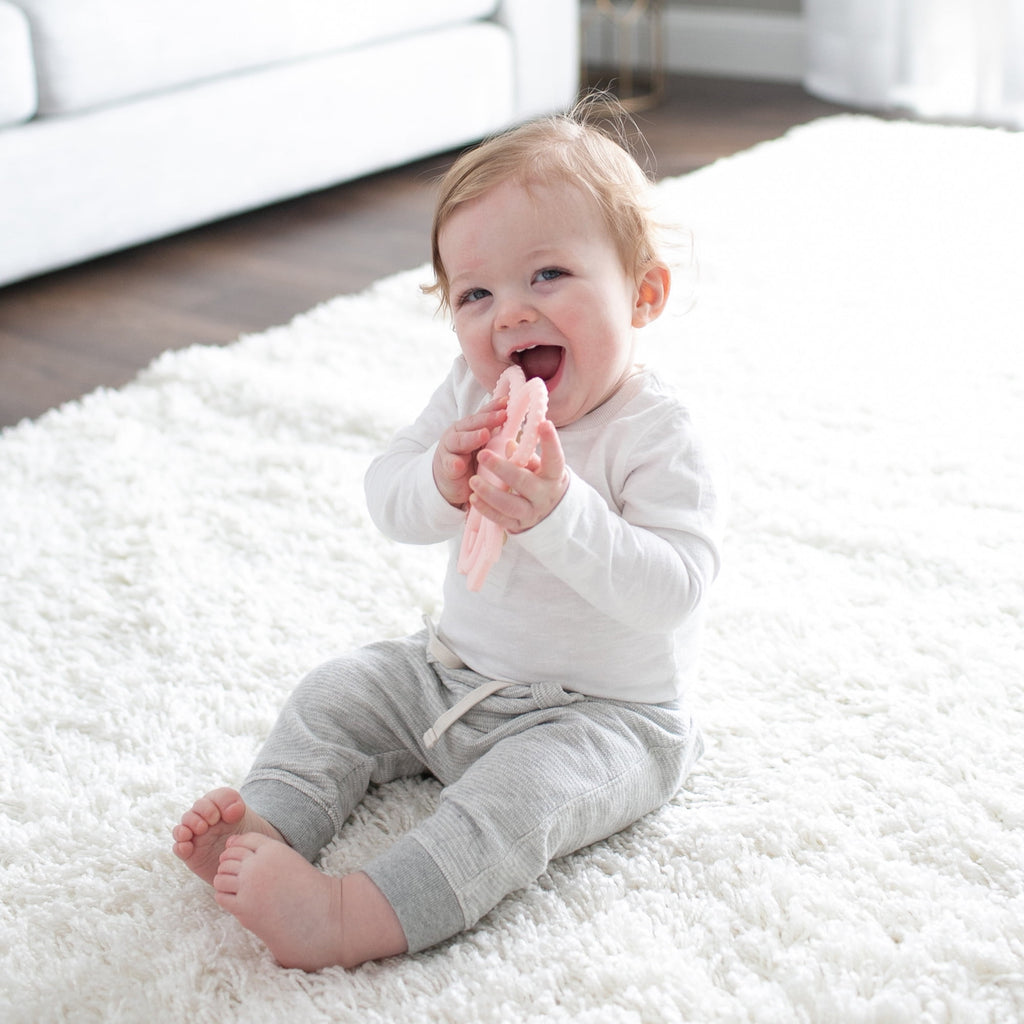 Dr. Brown's Flexees Baby Teether, Pink Bunny, 100% Silicone, Infant-Toddler, 1-Pack