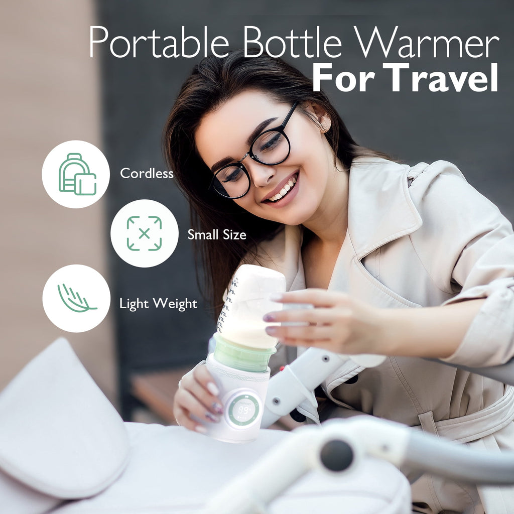 Momcozy Portable Bottle Warmer, Safety Material Baby Bottle Warmer for Travel with 5 Connectors