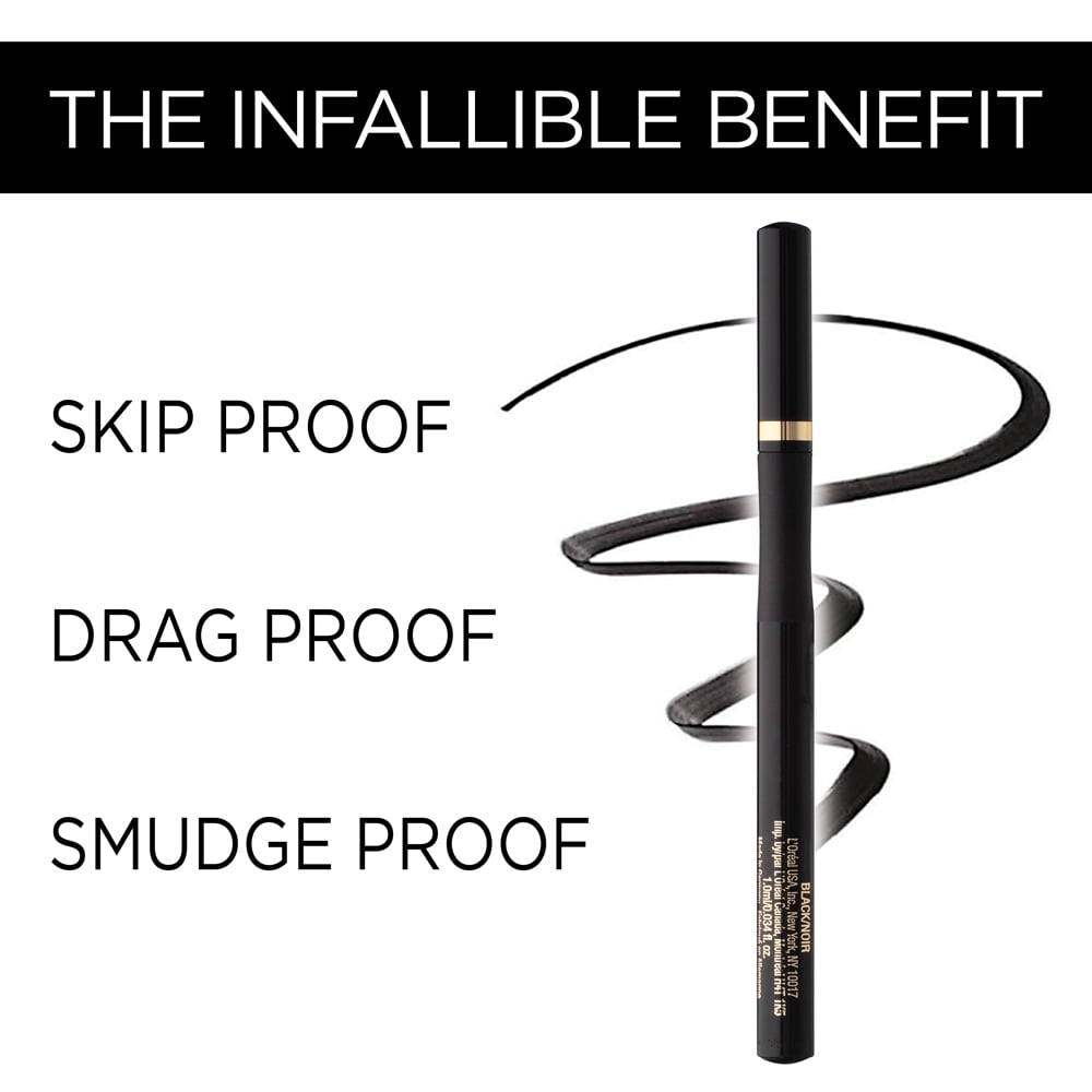 L'Oreal Paris Infallible Super Slim Eyeliner, Liquid, Long-Lasting, Brown, 0.4mm Fine Tip
