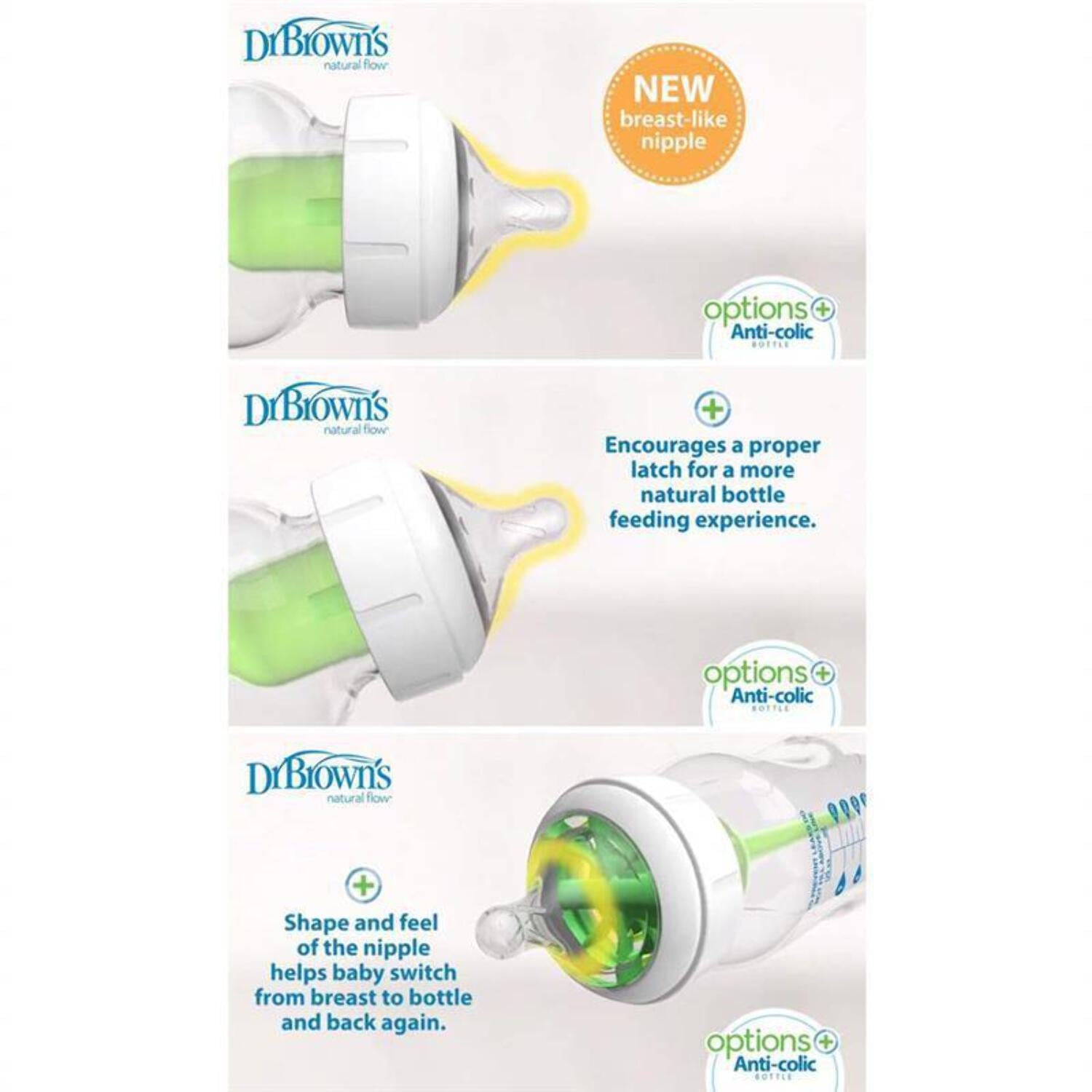 Dr. Brown's 9 oz Options+ Wide-Neck Bottles, 3-Pack