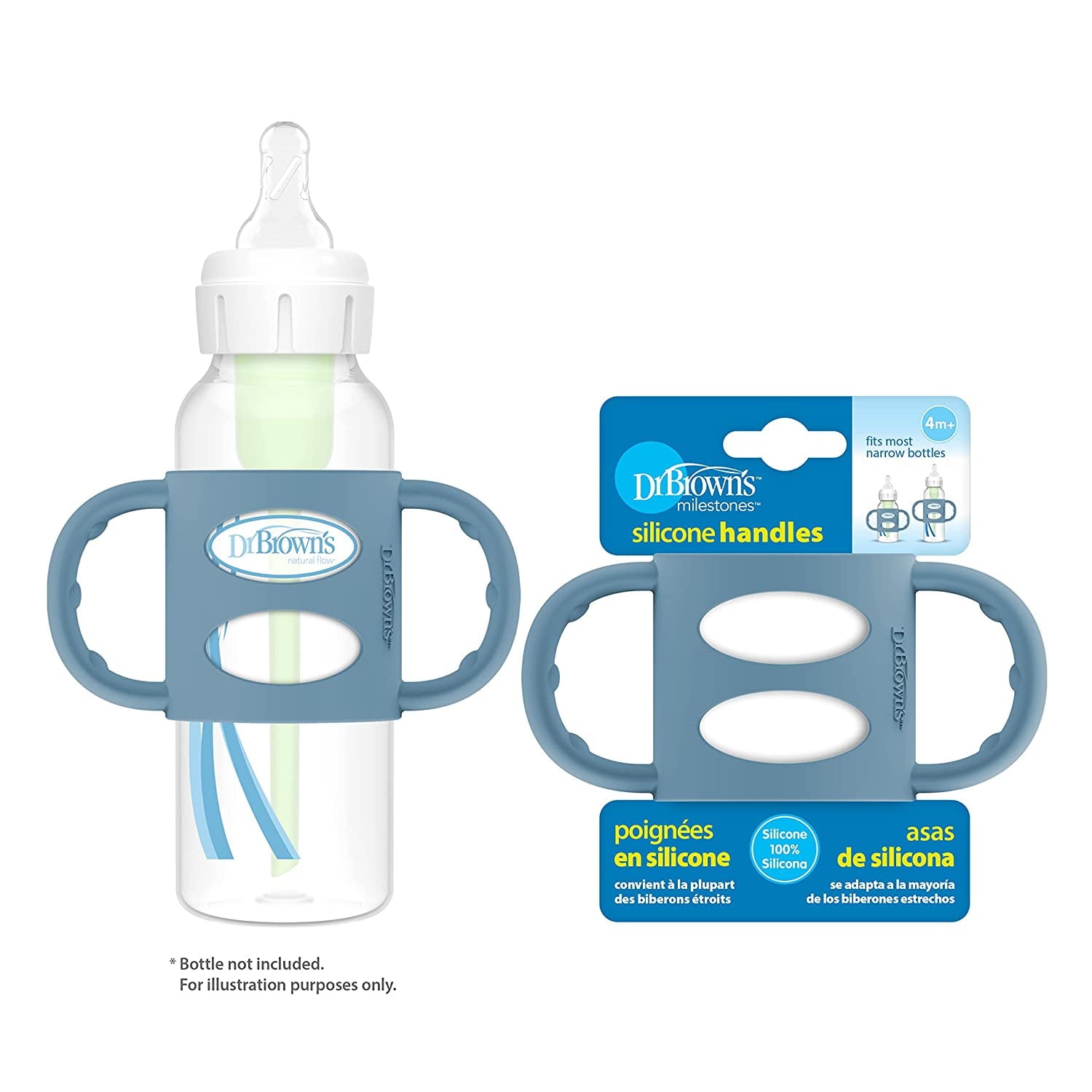 Dr. Brown's Narrow Baby Bottle Handles, 100% Silicone, Blue, 1-Pack